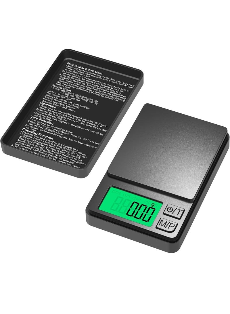 مقياس الجيب الرقمي مقياس إلكتروني رقمي عالي الدقة 1000 جرام/0.01 جرام، ميزان مجوهرات محمول متعدد الوظائف مع شاشة LCD بإضاءة خلفية، الفارغة وتحويل 7 وحدات، مناسب لمختبر مجوهرات القهوة في المطبخ (بما في ذلك الغطاء الواقي) - Image 1