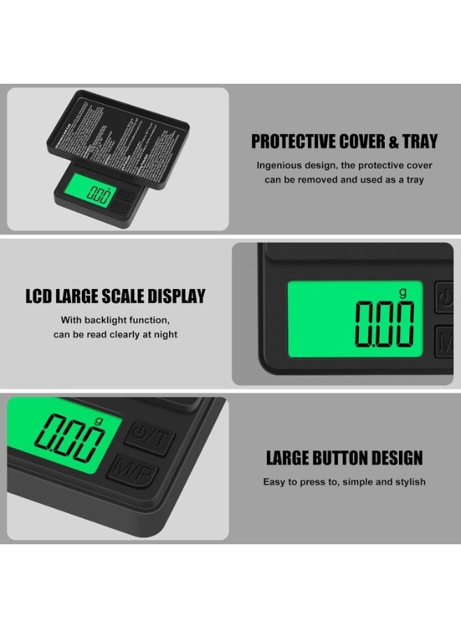 مقياس الجيب الرقمي مقياس إلكتروني رقمي عالي الدقة 1000 جرام/0.01 جرام، ميزان مجوهرات محمول متعدد الوظائف مع شاشة LCD بإضاءة خلفية، الفارغة وتحويل 7 وحدات، مناسب لمختبر مجوهرات القهوة في المطبخ (بما في ذلك الغطاء الواقي) - Image 5