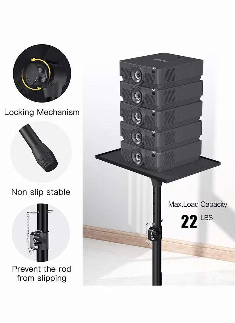 Hihonor Projector Stand Tripod with Adjustable Tray, Laptop Floor Stand with Gooseneck Phone Holder, Sponge Pads and Elastic Belts, Portable Lectern Table, Adjustable from 23 inch to 63 inch, for Office, Home, Stage, Outdoor Movies  - Image 5