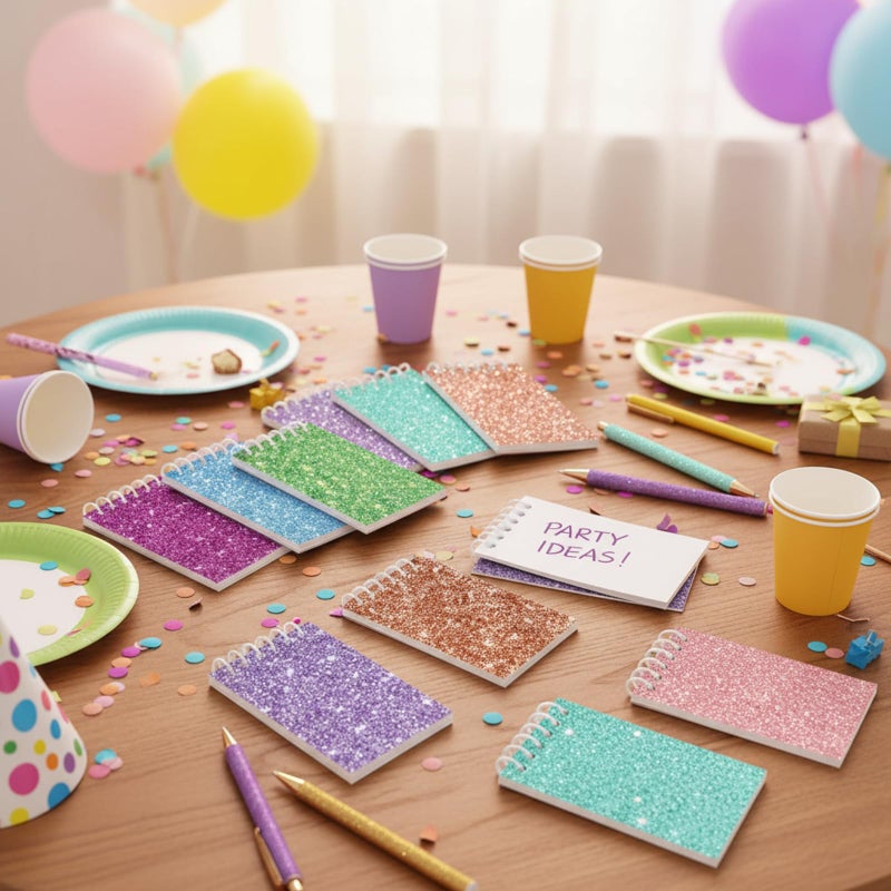 Glenmal 24 Pcs Mini Notepads for Party Favors Mini Tie Dye Notepads with Glitter Colorful Little Pocket for Gift Classroom Rewards 20 Pages Each (Solid Color) - Image 5