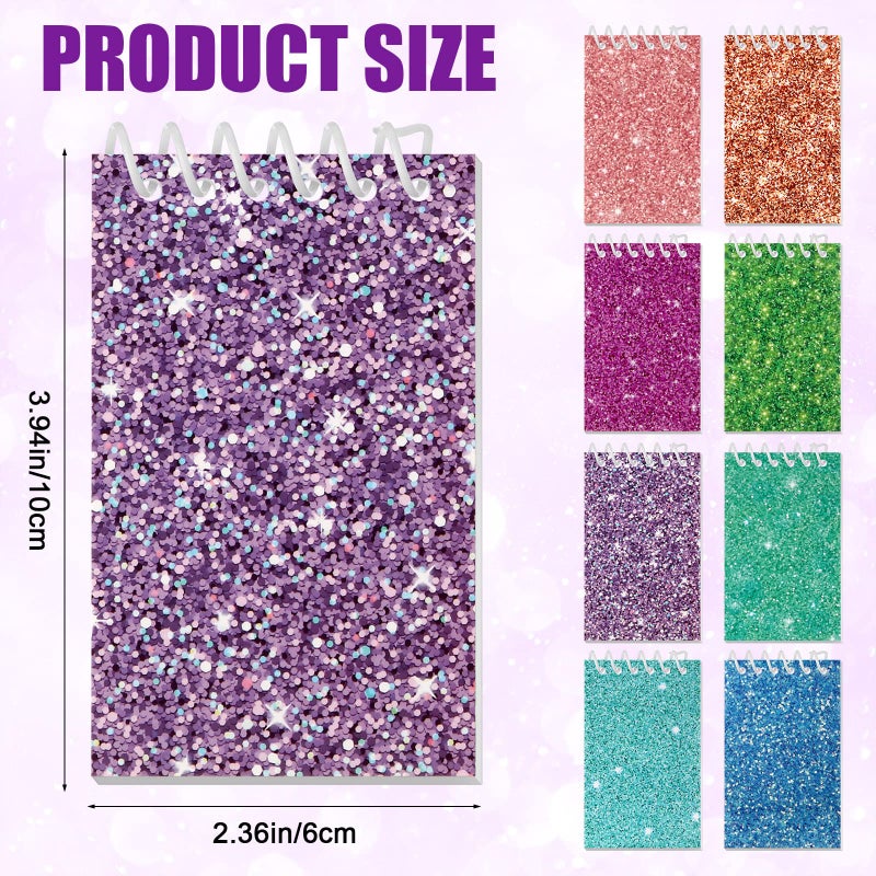 Glenmal 24 Pcs Mini Notepads for Party Favors Mini Tie Dye Notepads with Glitter Colorful Little Pocket for Gift Classroom Rewards 20 Pages Each (Solid Color) - Image 2
