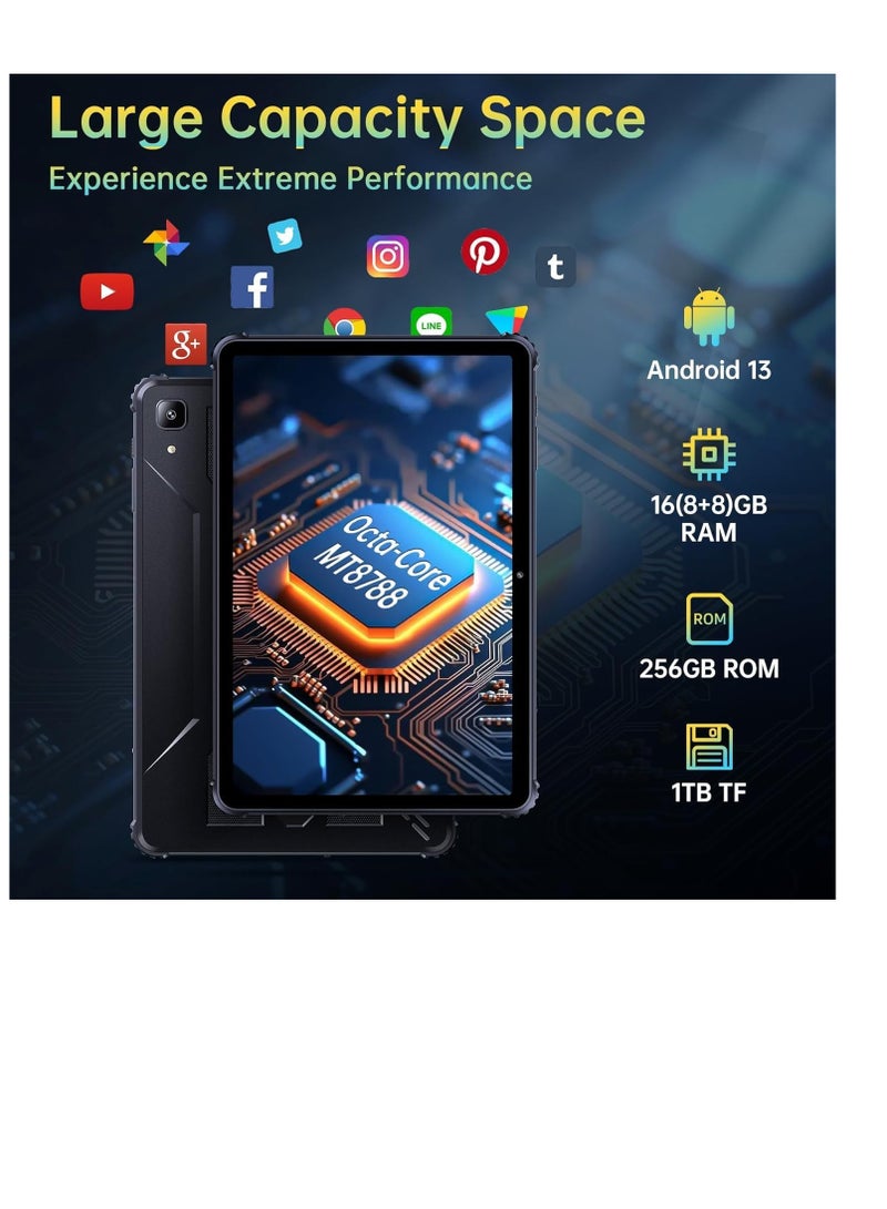Cubot Kingkong TAB Android 13, Rugged Tablet 10.1'' FHD+ Display with 8GB RAM+256GB ROM,10600mAh Battery, 8MP+16MP Camera, Waterproof Tablet 4G Dual SIM+5G WiFi Robust Tablet - Image 3