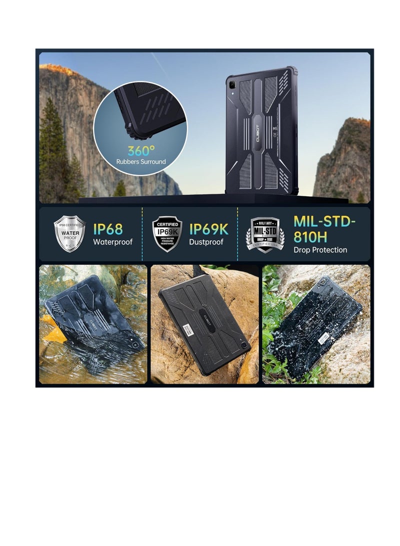 Cubot Kingkong TAB Android 13, Rugged Tablet 10.1'' FHD+ Display with 8GB RAM+256GB ROM,10600mAh Battery, 8MP+16MP Camera, Waterproof Tablet 4G Dual SIM+5G WiFi Robust Tablet - Image 4