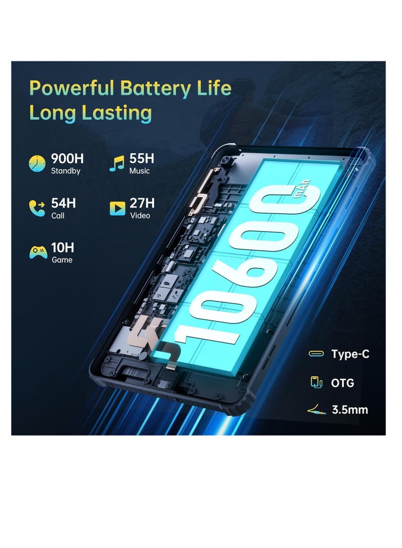 Cubot Kingkong TAB Android 13, Rugged Tablet 10.1'' FHD+ Display with 8GB RAM+256GB ROM,10600mAh Battery, 8MP+16MP Camera, Waterproof Tablet 4G Dual SIM+5G WiFi Robust Tablet - Image 5