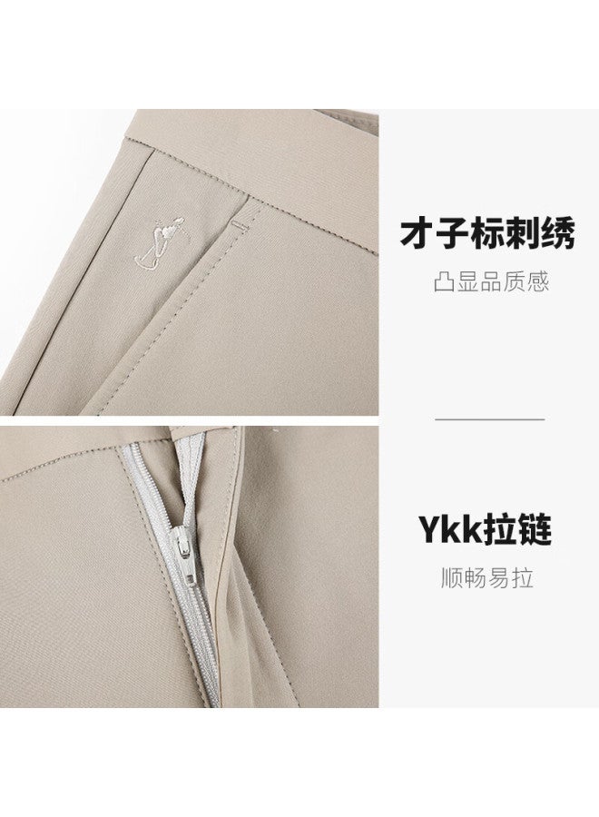 Tries Men's Casual Pants With Fleece Lining, Thick Warm Solid Color Business Versatile Heavyweight Autumn Winter Elastic Multi-color Trousers - Image 2