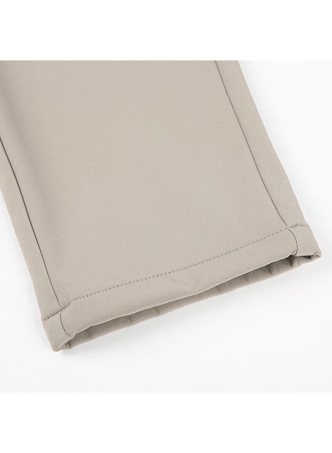 Tries Men's Casual Pants With Fleece Lining, Thick Warm Solid Color Business Versatile Heavyweight Autumn Winter Elastic Multi-color Trousers - Image 3
