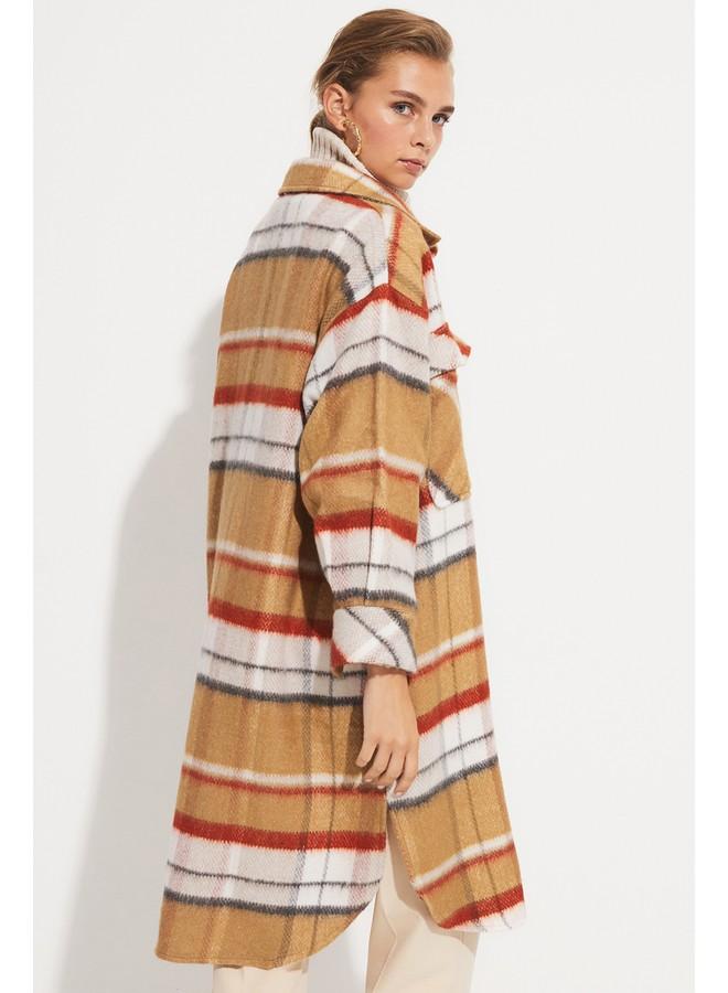 جون جاكيت قميص كاروهات بيج - Image 4