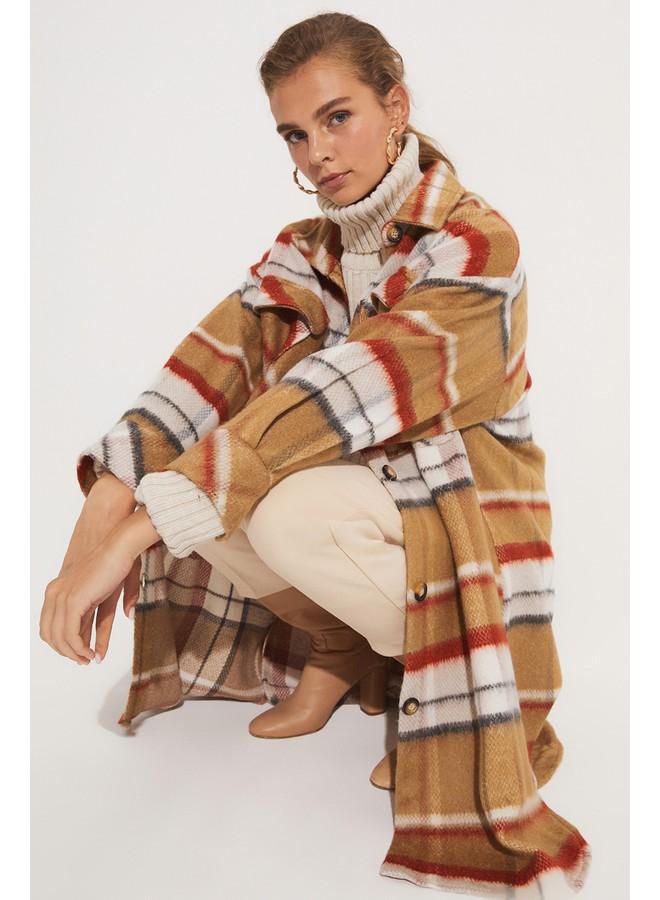 جون جاكيت قميص كاروهات بيج - Image 3