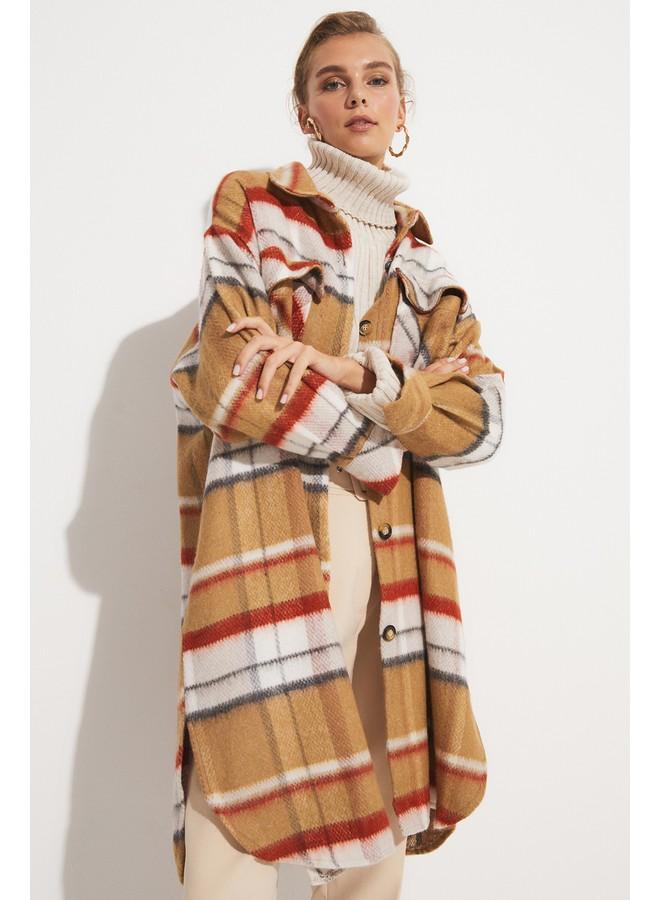 جون جاكيت قميص كاروهات بيج - Image 2