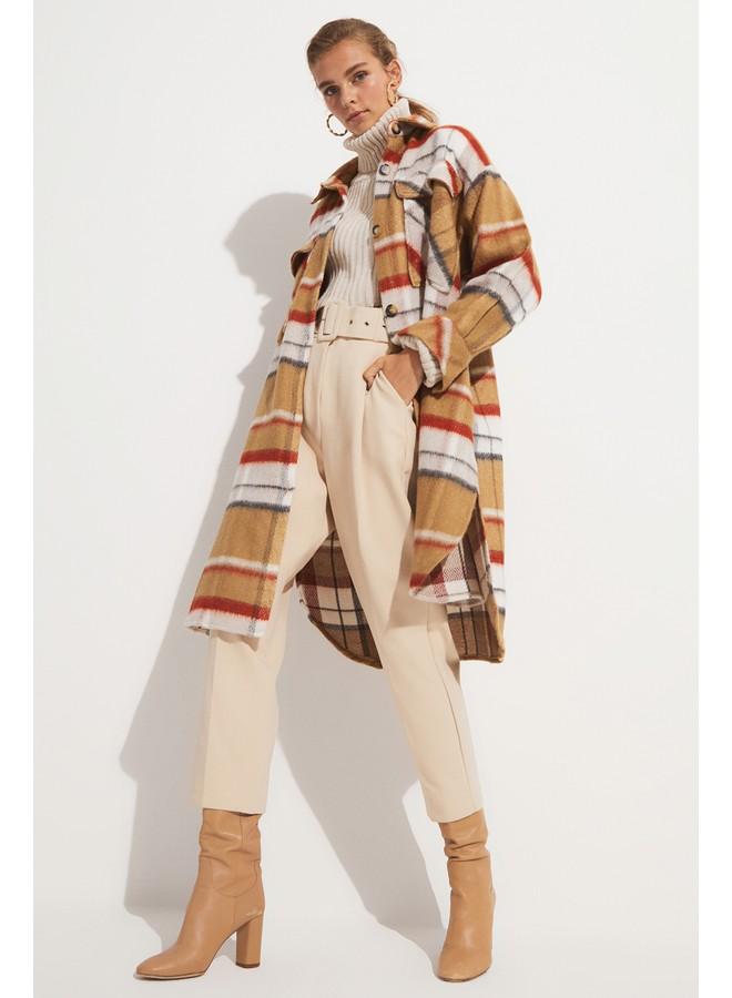 جون جاكيت قميص كاروهات بيج - Image 5