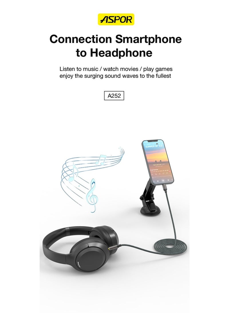 أسبور كيبل صوت ASPOR A252 AUX المصمم لتوصيل أجهزة IPH بمنافذ 3.5 مم - Image 5