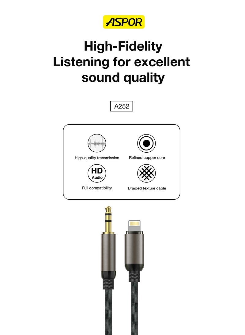 أسبور كيبل صوت ASPOR A252 AUX المصمم لتوصيل أجهزة IPH بمنافذ 3.5 مم - Image 4