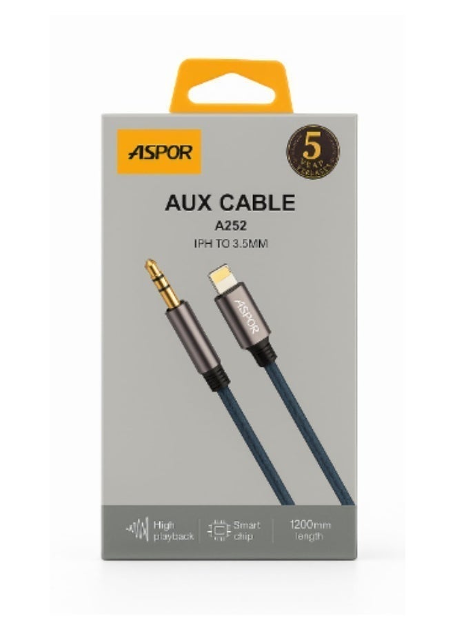 أسبور كيبل صوت ASPOR A252 AUX المصمم لتوصيل أجهزة IPH بمنافذ 3.5 مم - Image 1