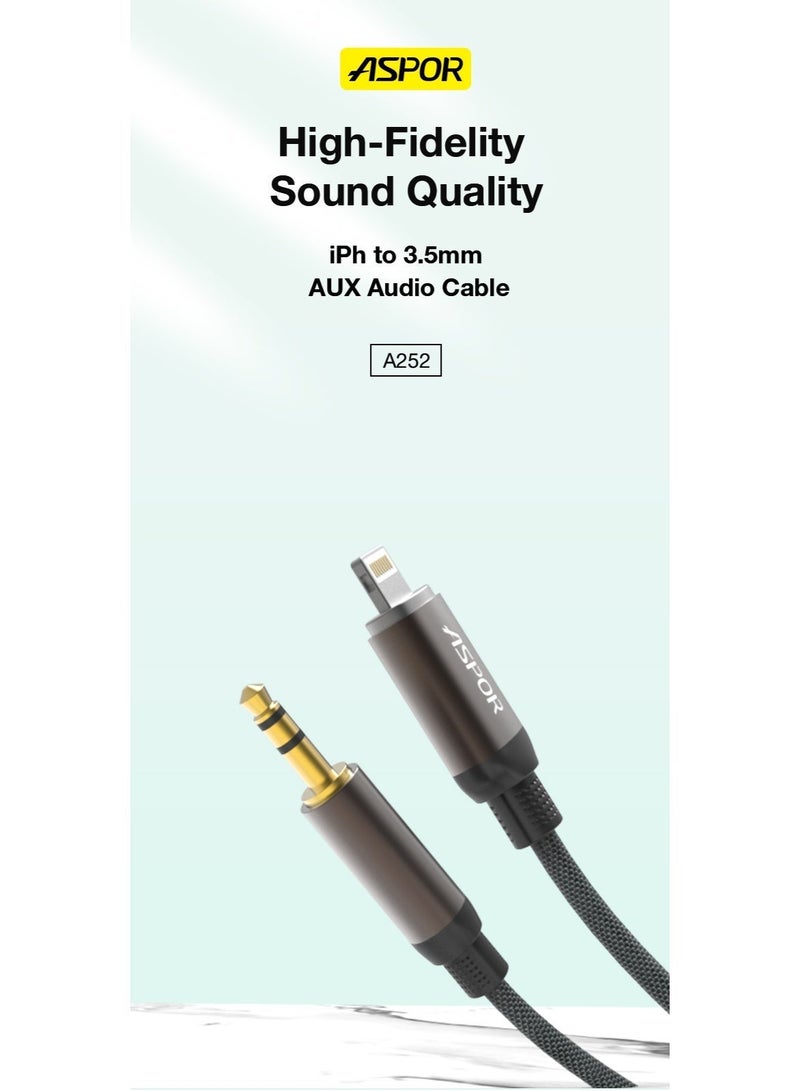أسبور كيبل صوت ASPOR A252 AUX المصمم لتوصيل أجهزة IPH بمنافذ 3.5 مم - Image 2