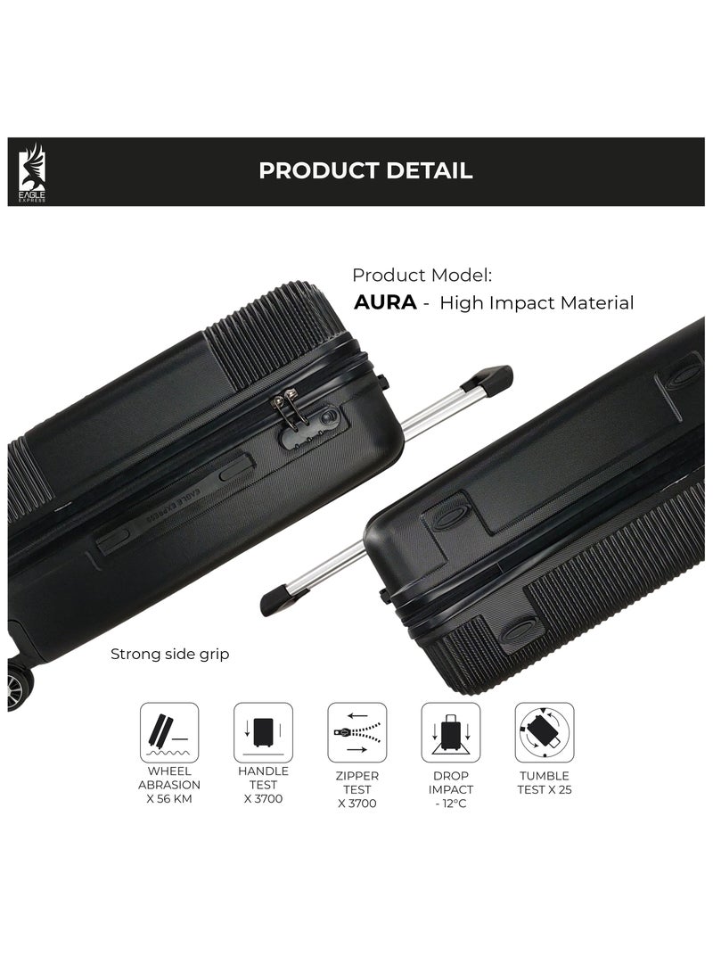Eagle Express Aura 28 Inch Hard Trolley – Black, High Impact Material, Built-in Lock, Silent 4 Wheels, 1-Year Warranty - Image 3