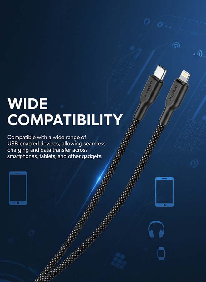 أورايمو كابل شحن فائق المتانة مضفر USB-C إلى Lightning 1م 45 واط - - Image 3