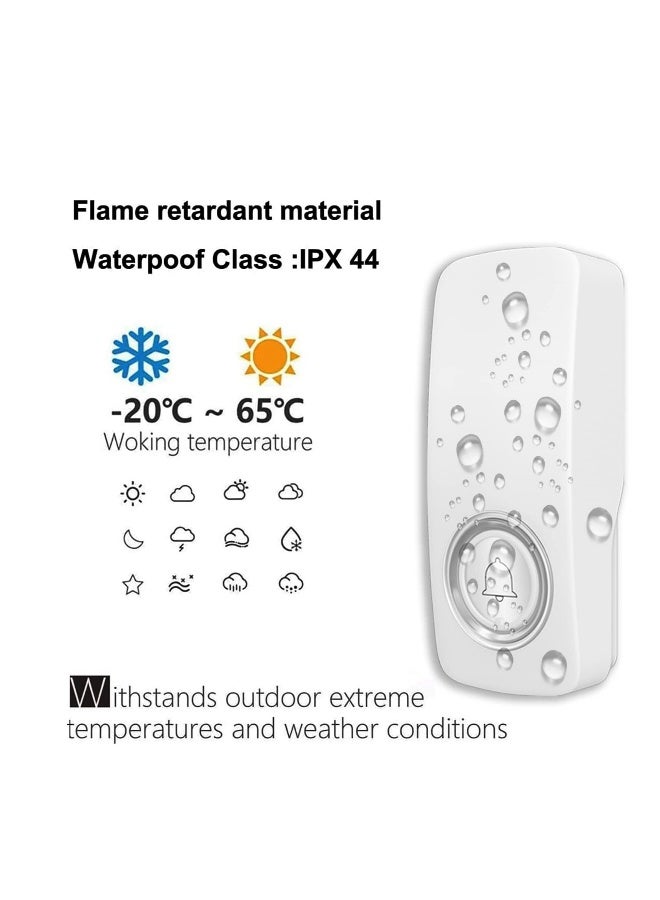 Wireless Doorbell Door Bell Ringer Wireless with 38 Melodies Adjustable Volume Quiet Modes Plug and Play 1 Receiver1 Waterproof Push on for house office classroom - Image 3