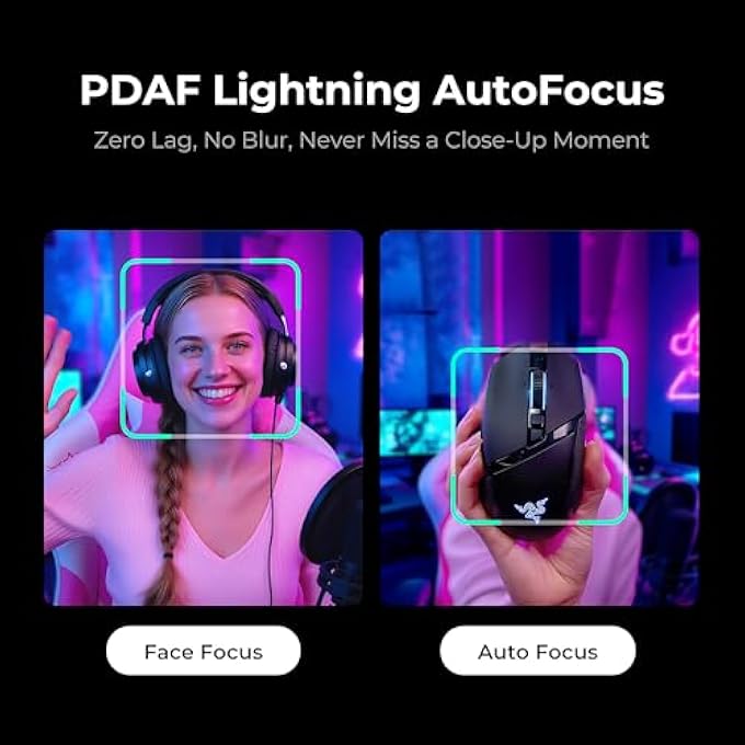 rayihni كاميرا ويب YOLOCAM S3-4K بتقنية الذكاء الاصطناعي، مستشعر 1/1.3"، تركيز تلقائي PDAF، 4K بسرعة 30 إطار في الثانية، زوم 4X، للبث المباشر، البودكاست، الاجتماعات، مكالمات الفيديو (لـ Mac/PC) - Image 3