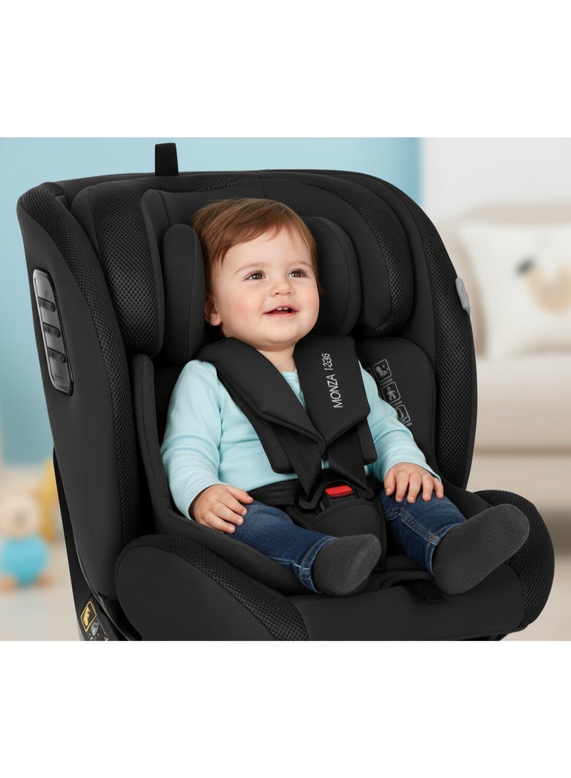 Lorelli Motion ISOFIX Car Seat, Group 0+/1/2/3 (0–36 kg) – Adjustable, 360° Rotating, Reclining Baby & Toddler Seat, Black - Image 2