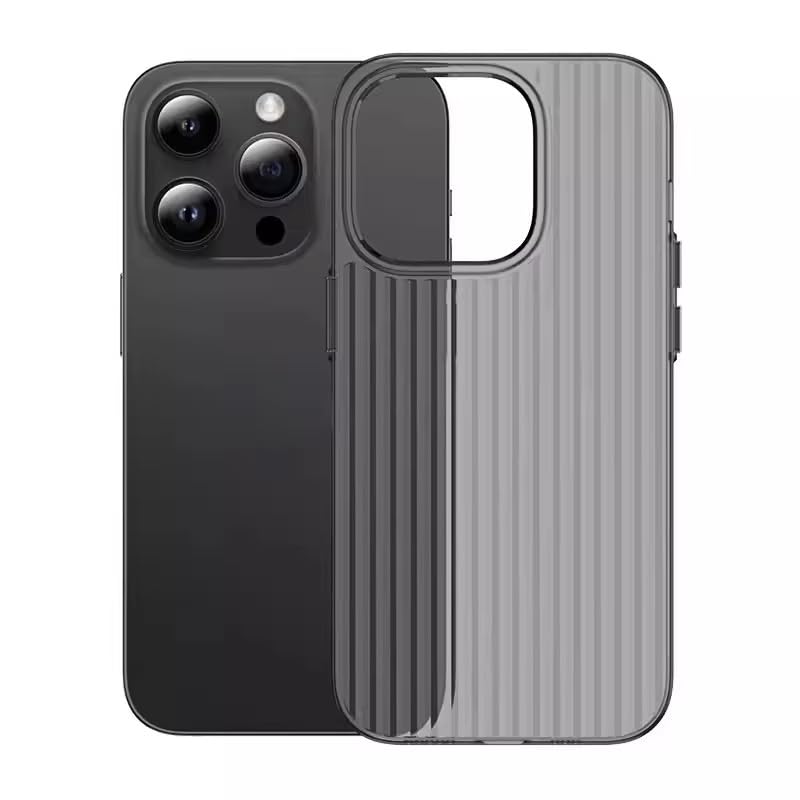 COVERLY Frosted Matte Black Stripes Case for iPhone 16 Pro | Ultra Thin Translucent Lining Pattern Drop Resistant Slim Sleek fit Smoke Hard PC + TPU Back Cover Compatible with Apple iPhone 16 Pro - Image 5