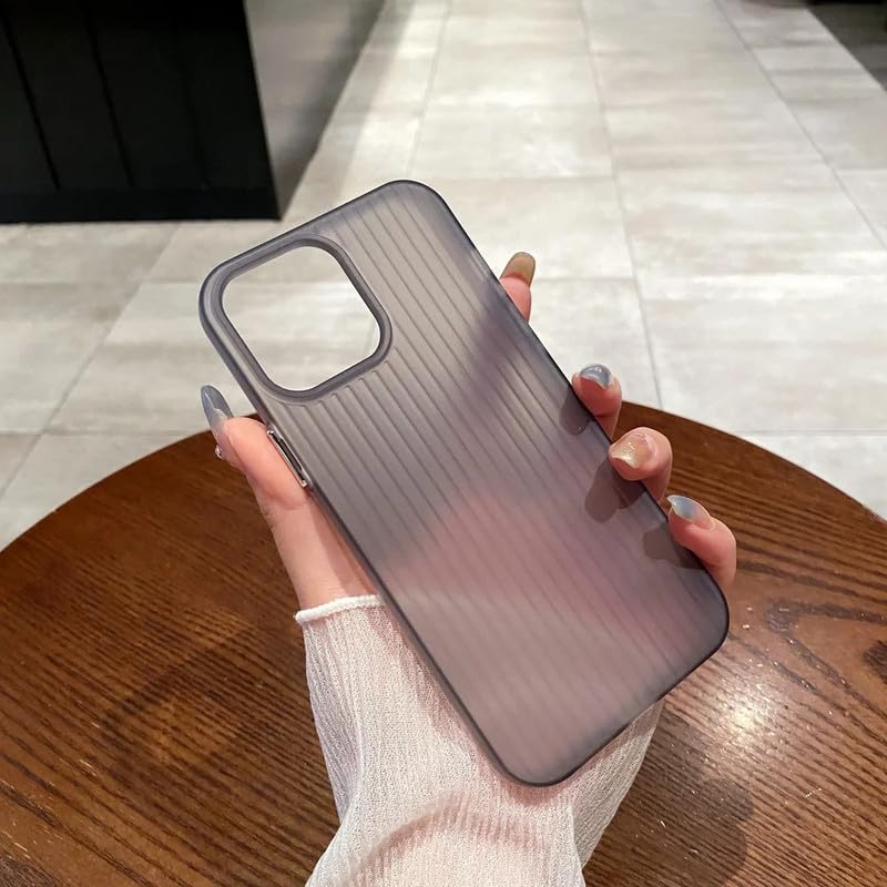 COVERLY Frosted Matte Black Stripes Case for iPhone 16 Pro | Ultra Thin Translucent Lining Pattern Drop Resistant Slim Sleek fit Smoke Hard PC + TPU Back Cover Compatible with Apple iPhone 16 Pro - Image 1