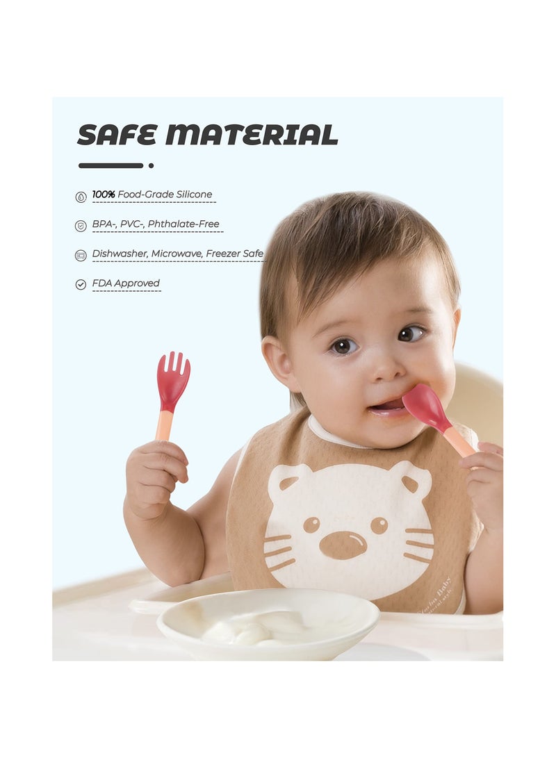 Zikra Suntown Baby Spoon Set (Stage 1), BPA Free Silicone Self Feeding Toddler Utensils for Kids Ages 6 Months+, Temperature Sensitive Fork and Spoon Cutlery Set (12 Pack) - Image 3