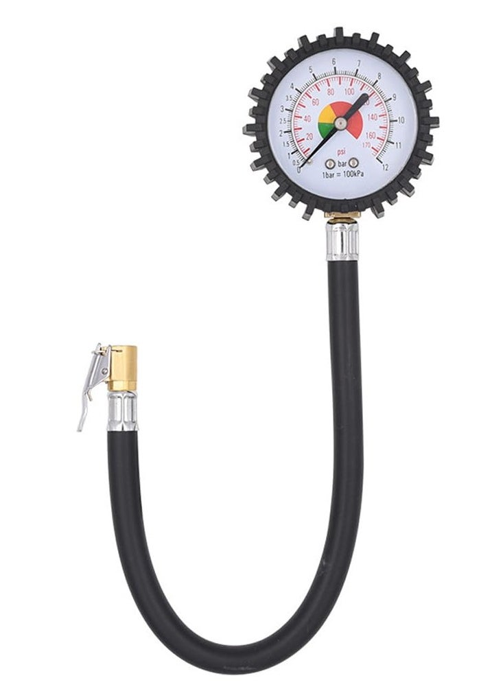 ماركة غير محددة - مقياس ضغط الهواء الإطارات (0-170 PSI) - مقياس ثقيل من الفولاذ المقاوم للصدأ للدراجات النارية، السيارات والدراجات - معتمد من ANSI - Image 1