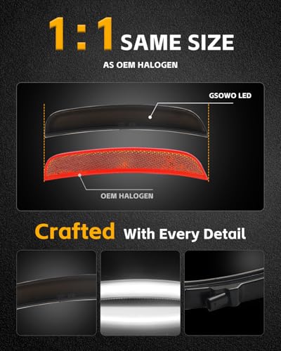 GSOWO 4 PCS LED Side Marker Light Kits for Chrysler 300 2015-2024, Full LED Strip White Front Rear Bumper Light, Smoked Lens Fender Sidemarker Lamps, OEM Replacement - Image 5