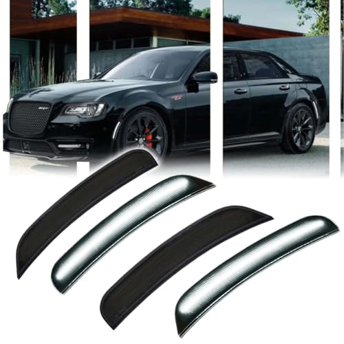 GSOWO 4 PCS LED Side Marker Light Kits for Chrysler 300 2015-2024, Full LED Strip White Front Rear Bumper Light, Smoked Lens Fender Sidemarker Lamps, OEM Replacement - Image 1