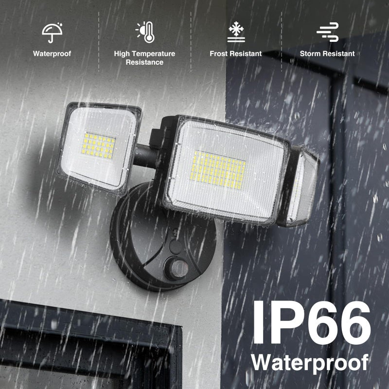 Onforu 100w Dusk to Dawn Outdoor Lighting,11000LM Led Outdoor Light from Dusk Till Dawn,Super Bright Flood Light,IP66 Waterproof Exterior Security Black Light Fixture,3 Heads Photocell for Garage,Yard - Image 5