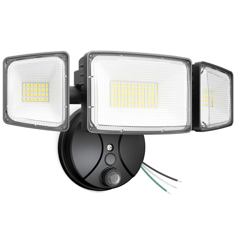 Onforu 100w Dusk to Dawn Outdoor Lighting,11000LM Led Outdoor Light from Dusk Till Dawn,Super Bright Flood Light,IP66 Waterproof Exterior Security Black Light Fixture,3 Heads Photocell for Garage,Yard - Image 1