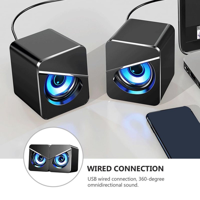 مكبرات صوت كمبيوتر تعمل عبر USB مع مضخم صوت أسود لأجهزة الكمبيوتر المحمولة وألعاب الكمبيوتر والمكتب المنزلي - Image 5