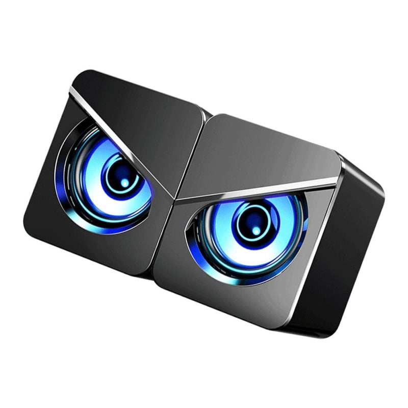 مكبرات صوت كمبيوتر تعمل عبر USB مع مضخم صوت أسود لأجهزة الكمبيوتر المحمولة وألعاب الكمبيوتر والمكتب المنزلي - Image 2