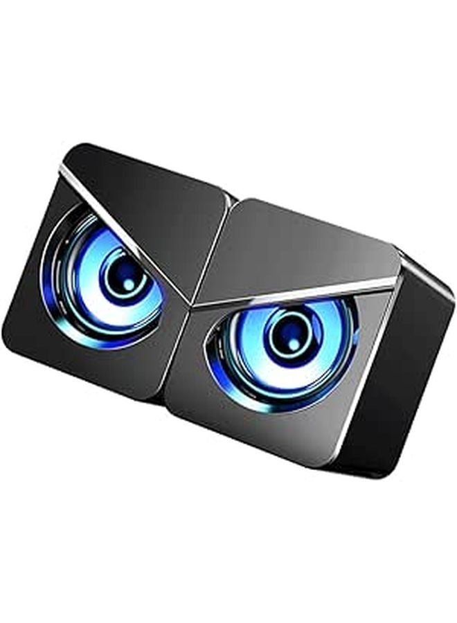 مكبرات صوت كمبيوتر تعمل عبر USB مع مضخم صوت أسود لأجهزة الكمبيوتر المحمولة وألعاب الكمبيوتر والمكتب المنزلي - Image 1