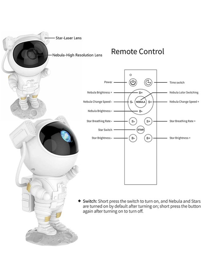Star Projector Galaxy Night Light Astronaut Starry Nebula Ceiling LED Lamp Kids Room Decor Aesthetic 360°Rotation Magnetic Head Light