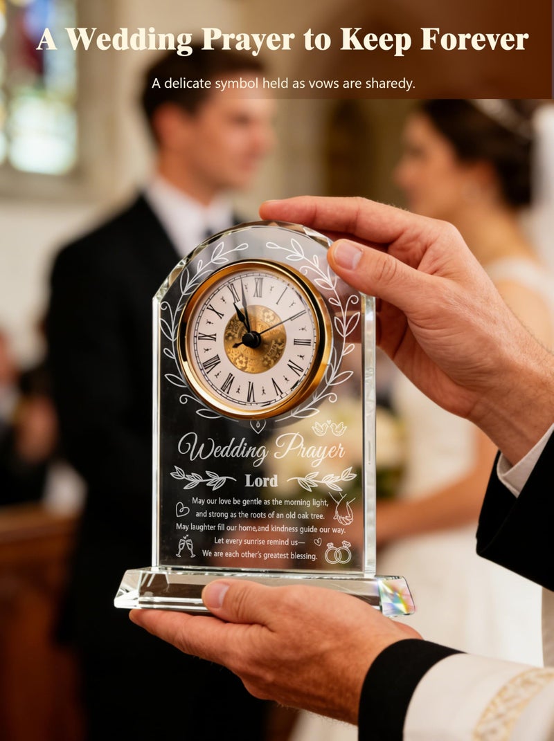 Sttokilly Crystal Clock Wedding Gifts for Couples 2026,Happy Anniversary Marriage Gift,Engagement Unique Gift for Newlywed Mr and Mrs - Image 2