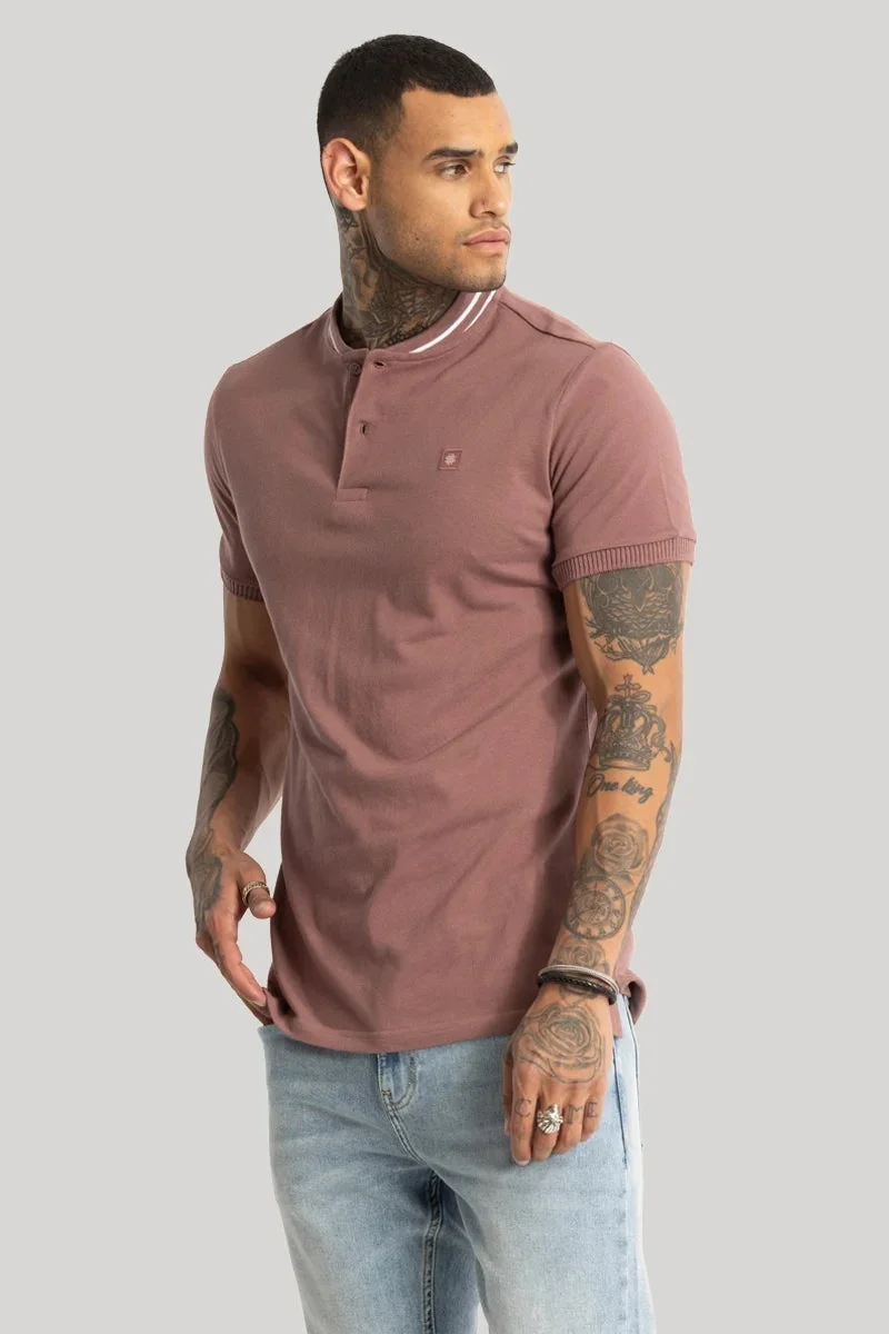 SNITCH Baseball Collar Light Brown Polo T-Shirt