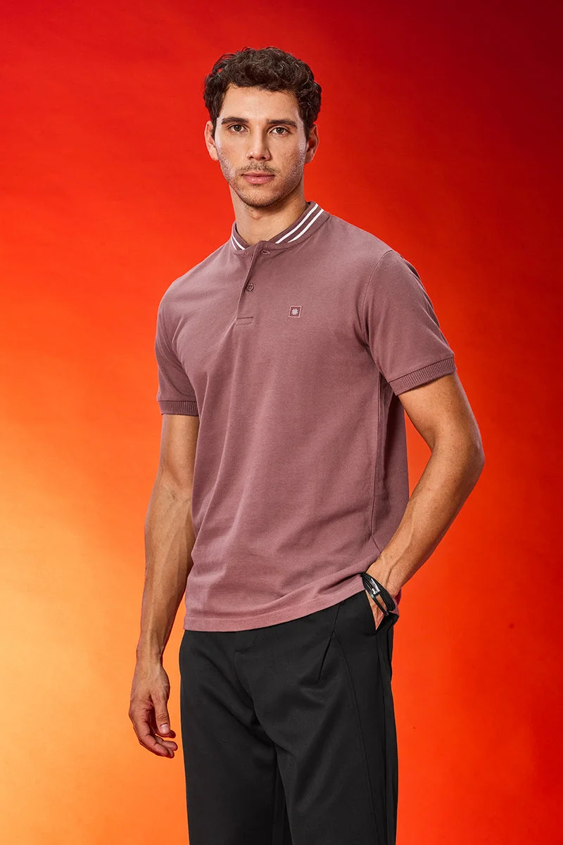 SNITCH Baseball Collar Light Brown Polo T-Shirt