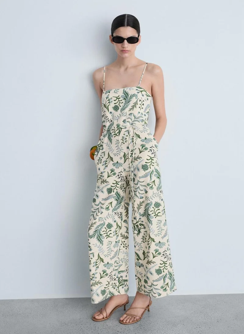 مانجو Printed Jumpsuit With Bow