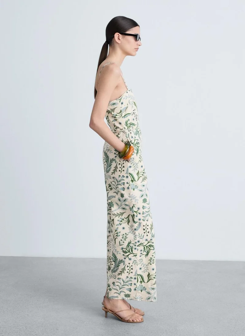 MANGO Printed Jumpsuit With Bow