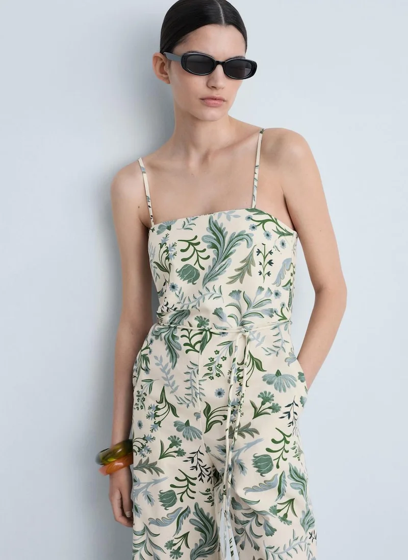 MANGO Printed Jumpsuit With Bow