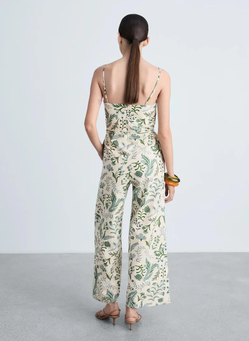 مانجو Printed Jumpsuit With Bow