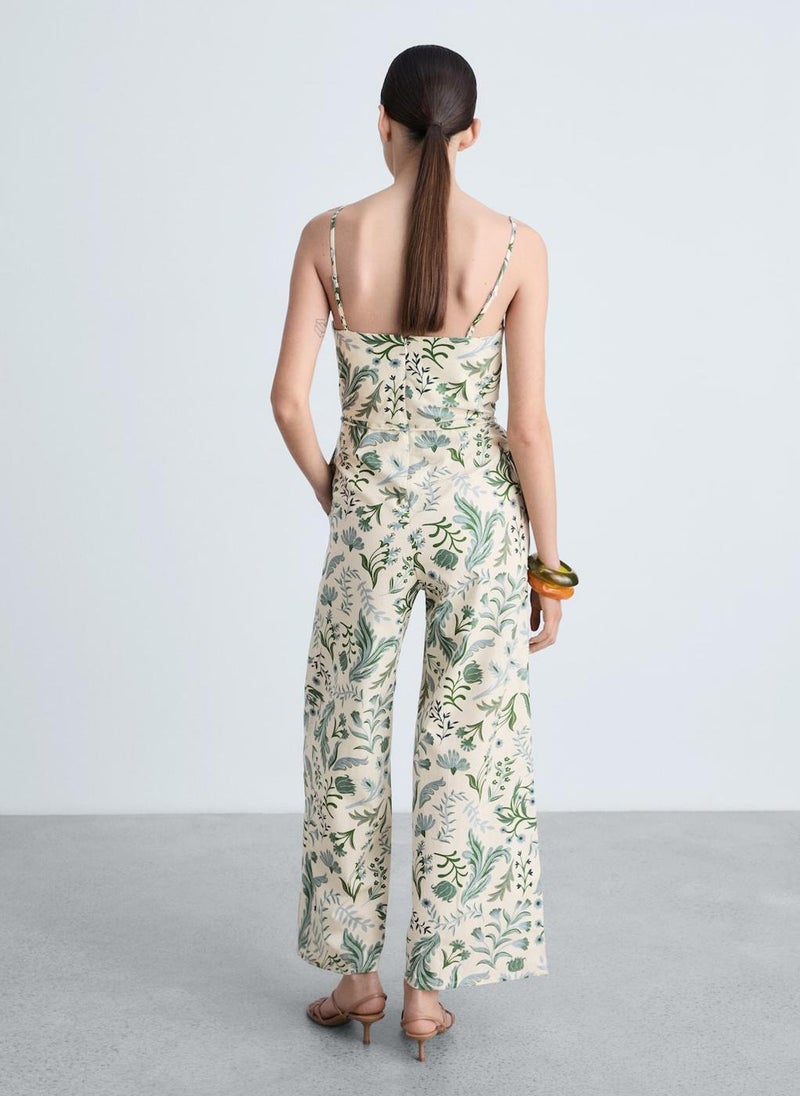 MANGO - Printed Jumpsuit With Bow - Image 1
