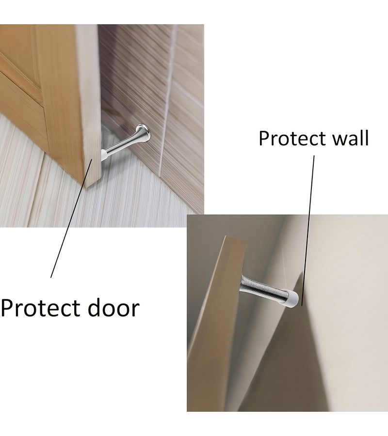 Set of 4 Spring Door Stoppers to Prevent Wall Damage for Home and Office - Image 5
