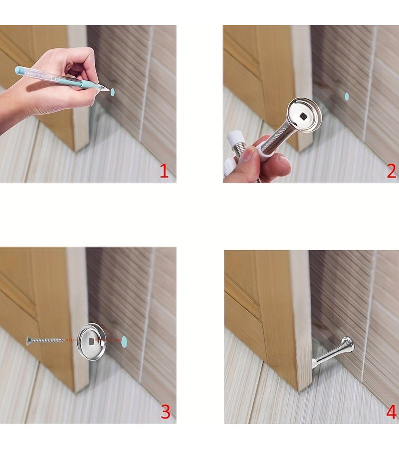 Set of 4 Spring Door Stoppers to Prevent Wall Damage for Home and Office - Image 3