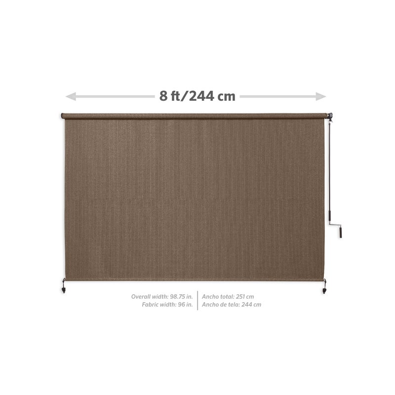 Coolaroo Outdoor Roller Shade with Wand - 95% UV Block Breathable Light Filtering Shade for Patio or Porch, Fade-Resistant, Easy-Clean Fabric, 8ft x 8ft, Walnut - Image 3