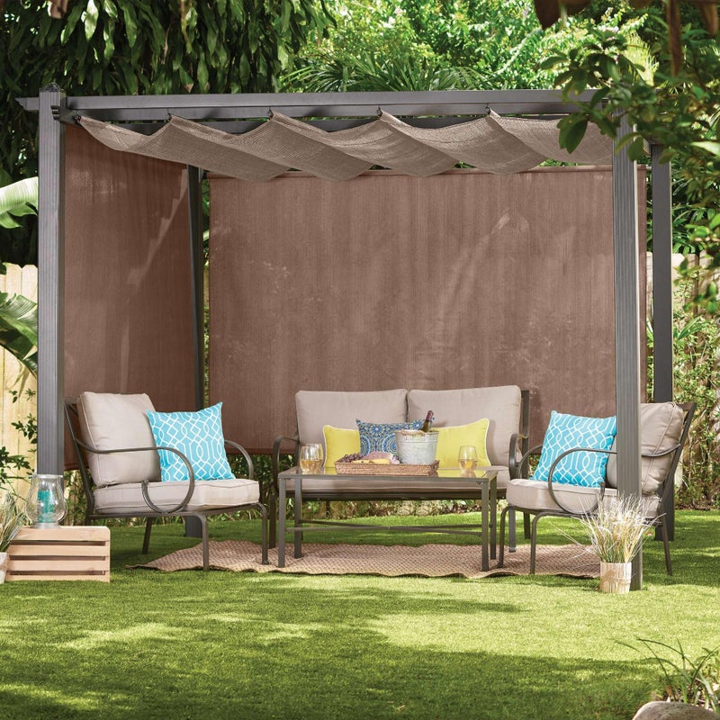 Coolaroo Outdoor Roller Shade with Wand - 95% UV Block Breathable Light Filtering Shade for Patio or Porch, Fade-Resistant, Easy-Clean Fabric, 8ft x 8ft, Walnut - Image 2