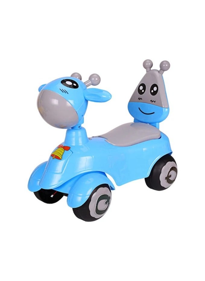 A wonderful children's sled in the shape of a giraffe, comfortable to move with your child (blue)