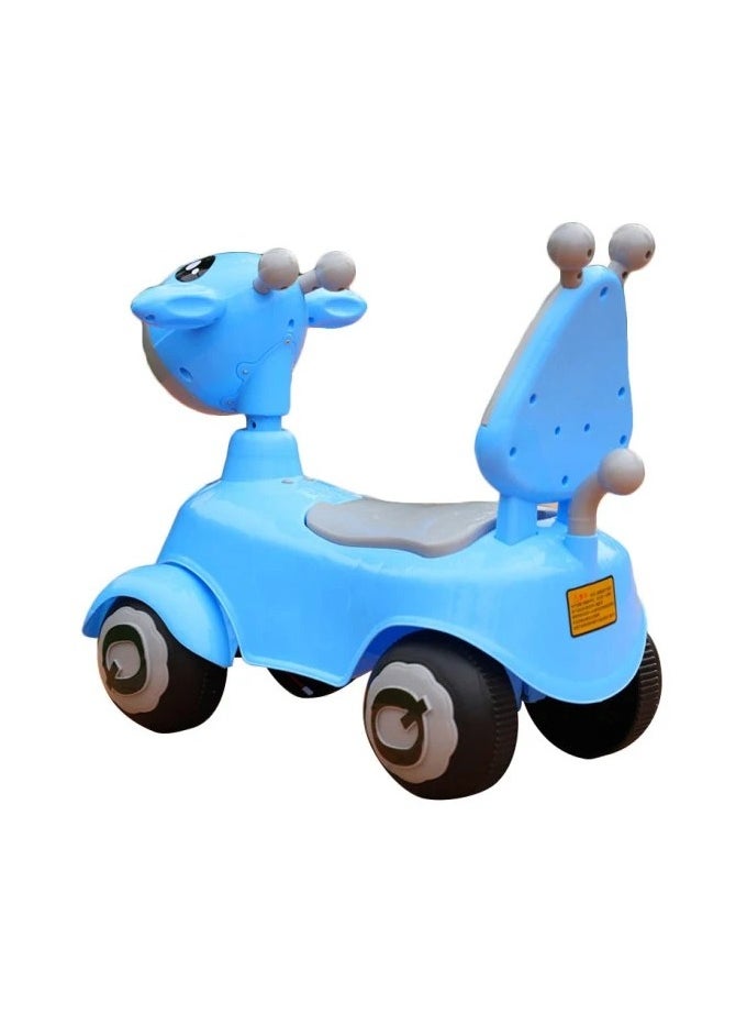 A wonderful children's sled in the shape of a giraffe, comfortable to move with your child (blue)