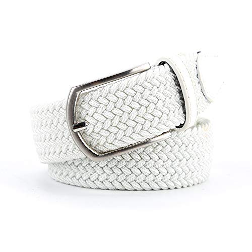 Radmire Braided Canvas Woven Elastic Stretch Belts for Men/Women/Junior with Multicolored (White, X-Large/40-42" Waist) - Image 4
